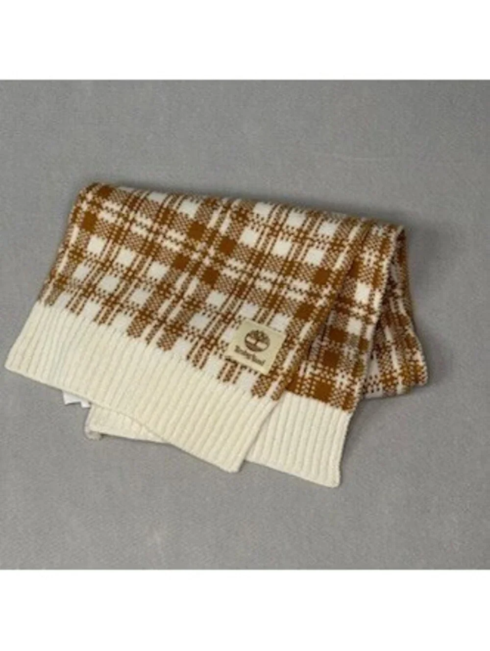 Timberland Cozy Brown and Cream Knit Scarf - One Size